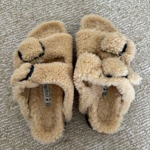 Papillio Arizona Big Buckle Shearling Sandals Size 36